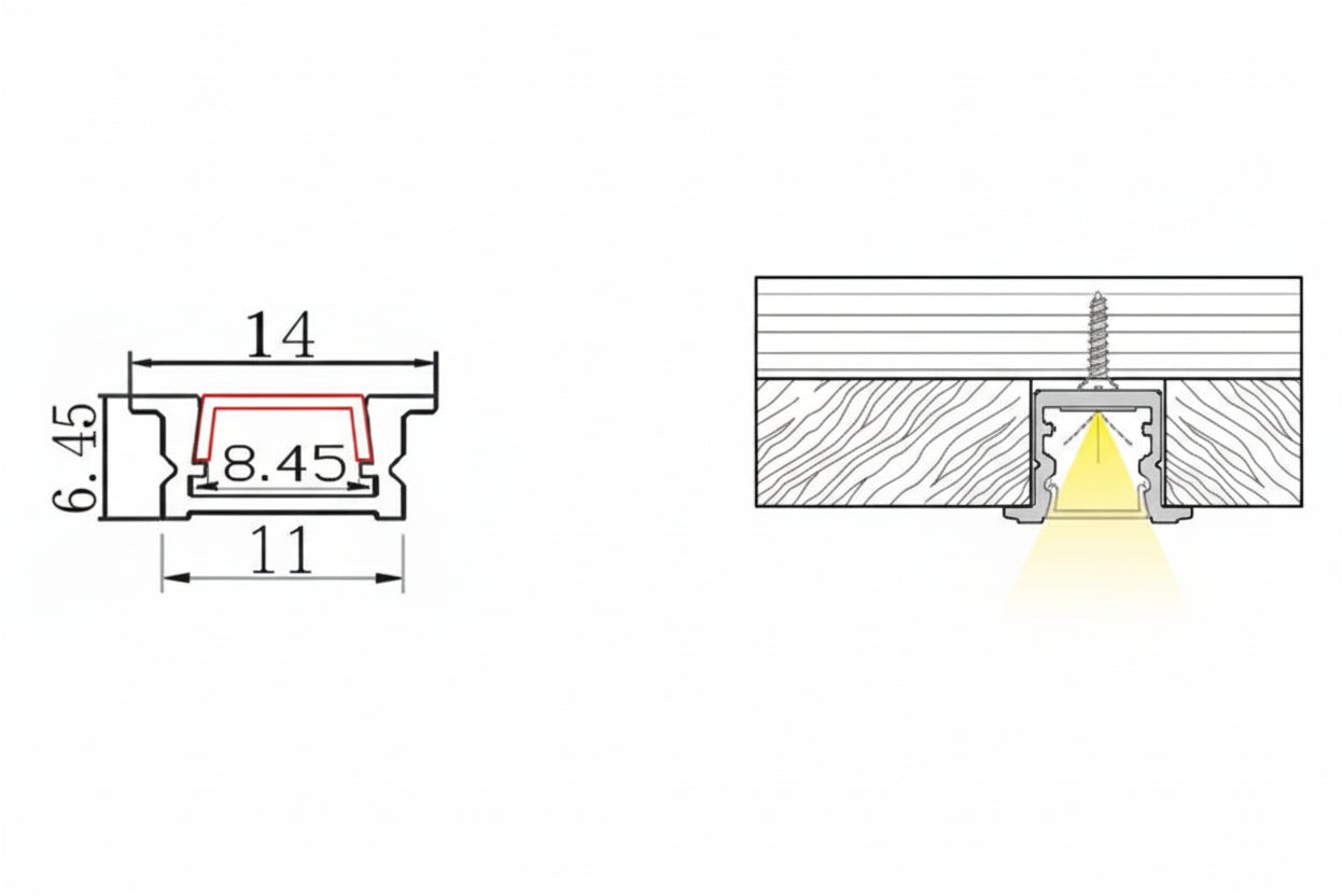 10MM LED Concealed Aluminium Profile (Low Deep)