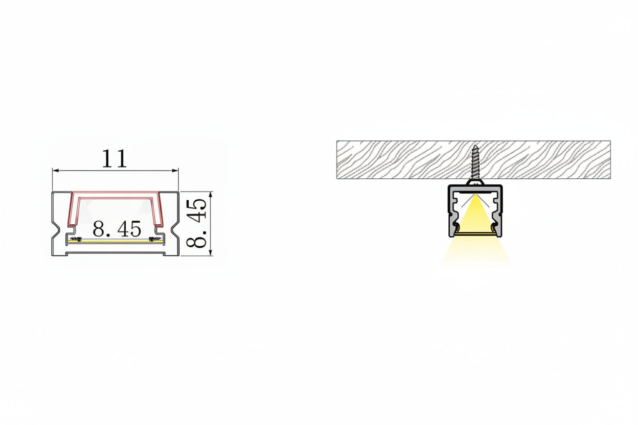 10MM LED Surface Aluminium Profile (Low Deep)