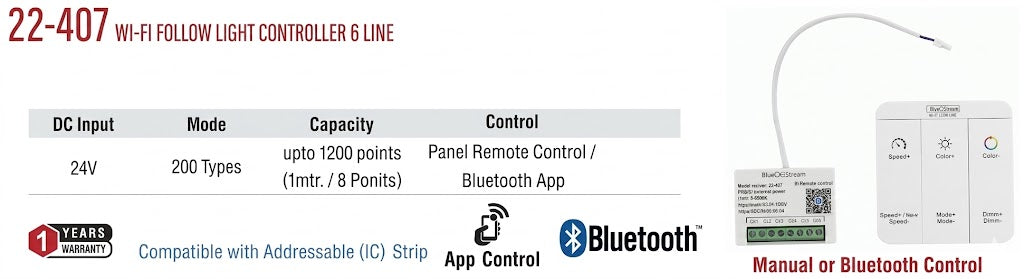 22-407 WI-FI follow light controller 6 line