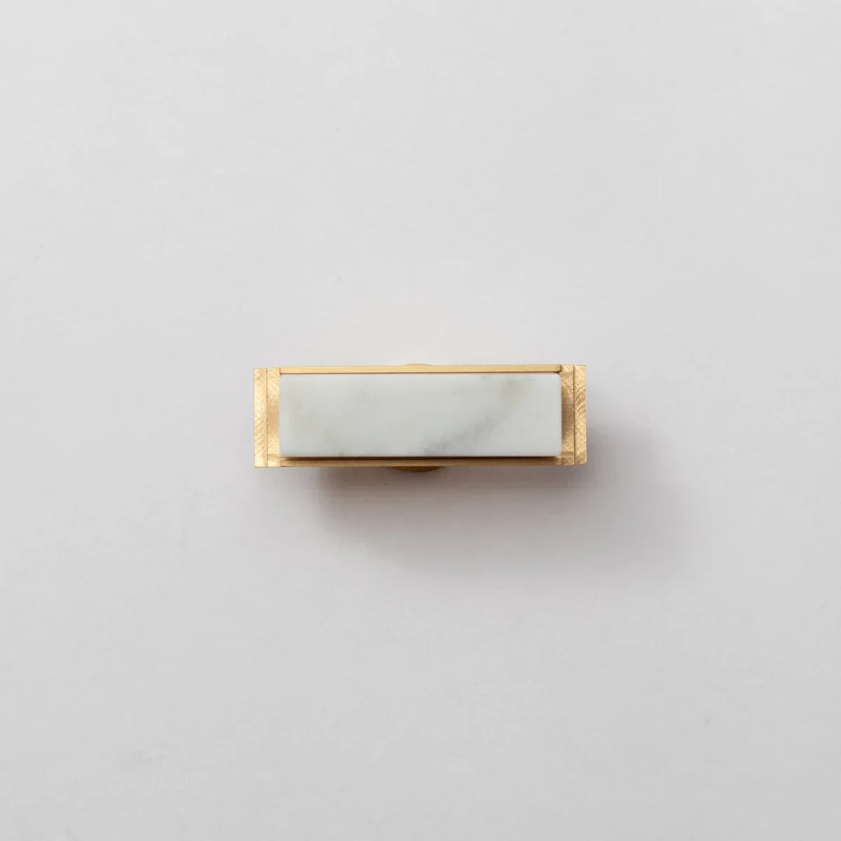 Karish Modern White Marble & Brass T-Bar Handle