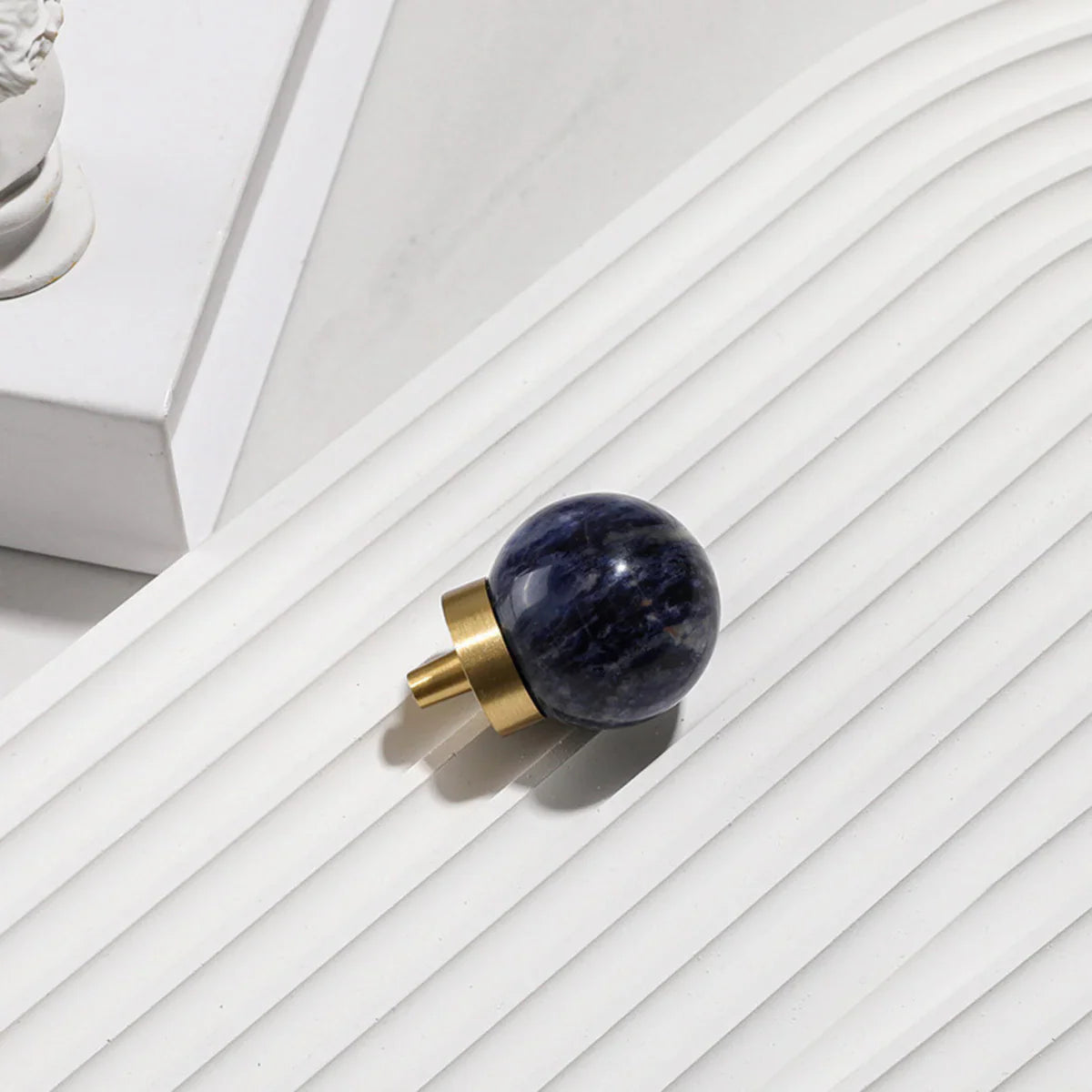 Natural Crystal Ball & Brass Cabinet Knob