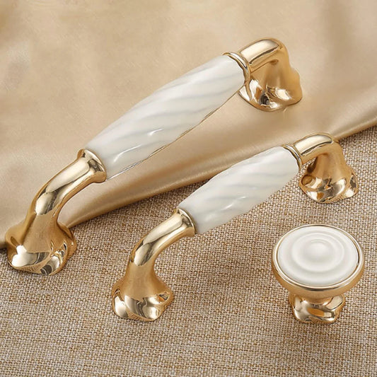 Ridged Ceramic & Zinc Cabinet Pull