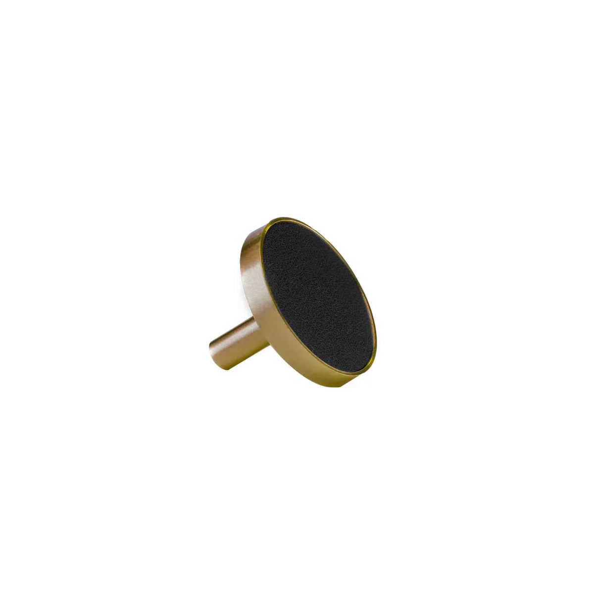 Brushed Brass and Leather Round Handle