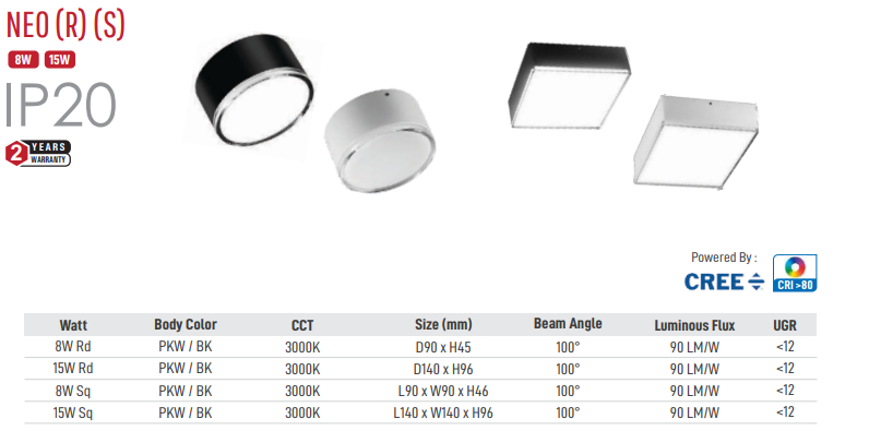 Neo (Square) Led Surface Light