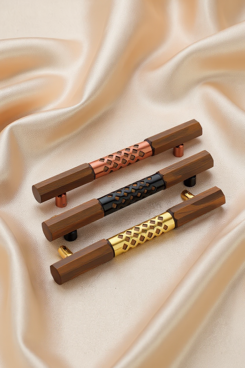 AH 4418 Door Handle Hex Wood