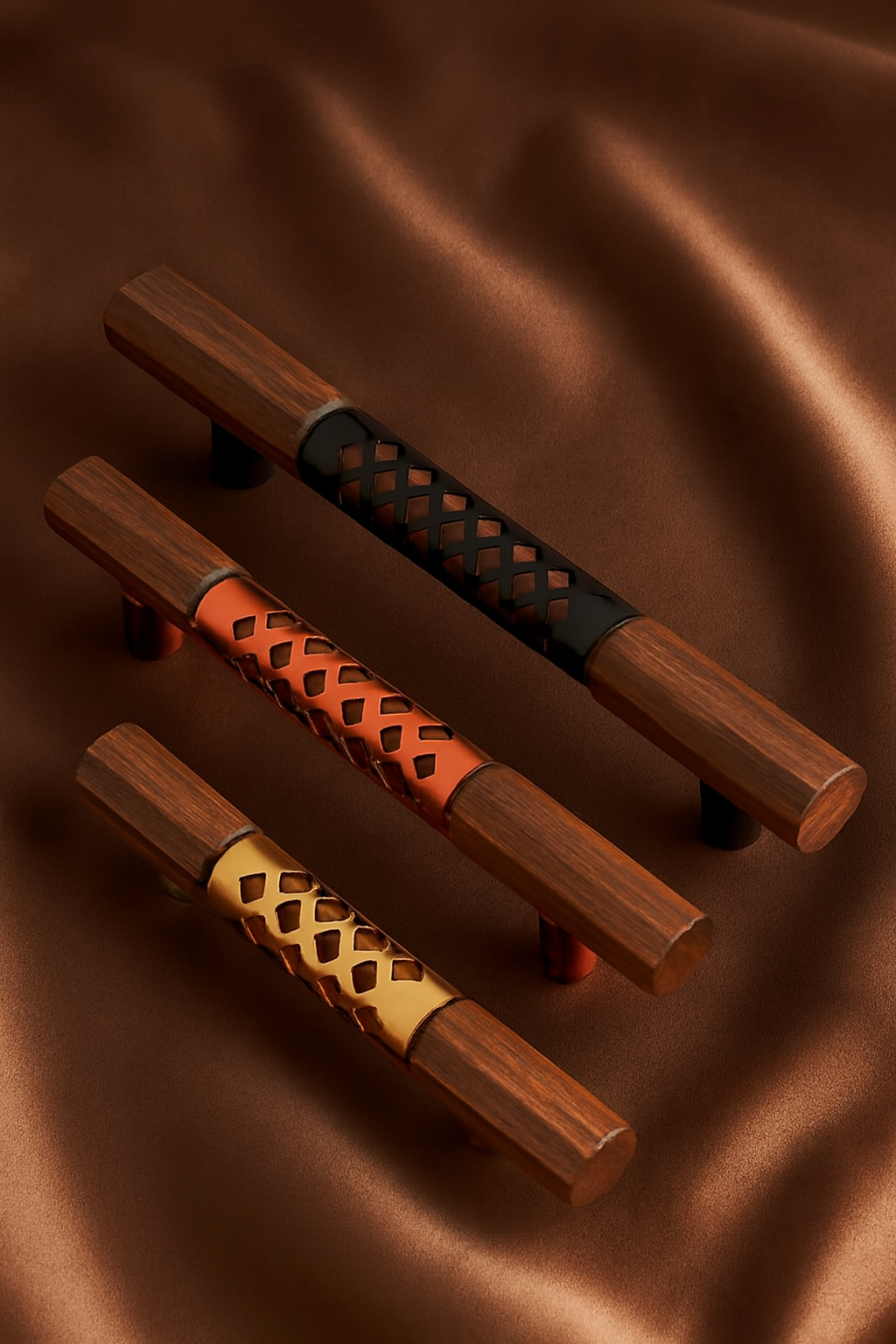AH 4418 Door Handle Hex Wood