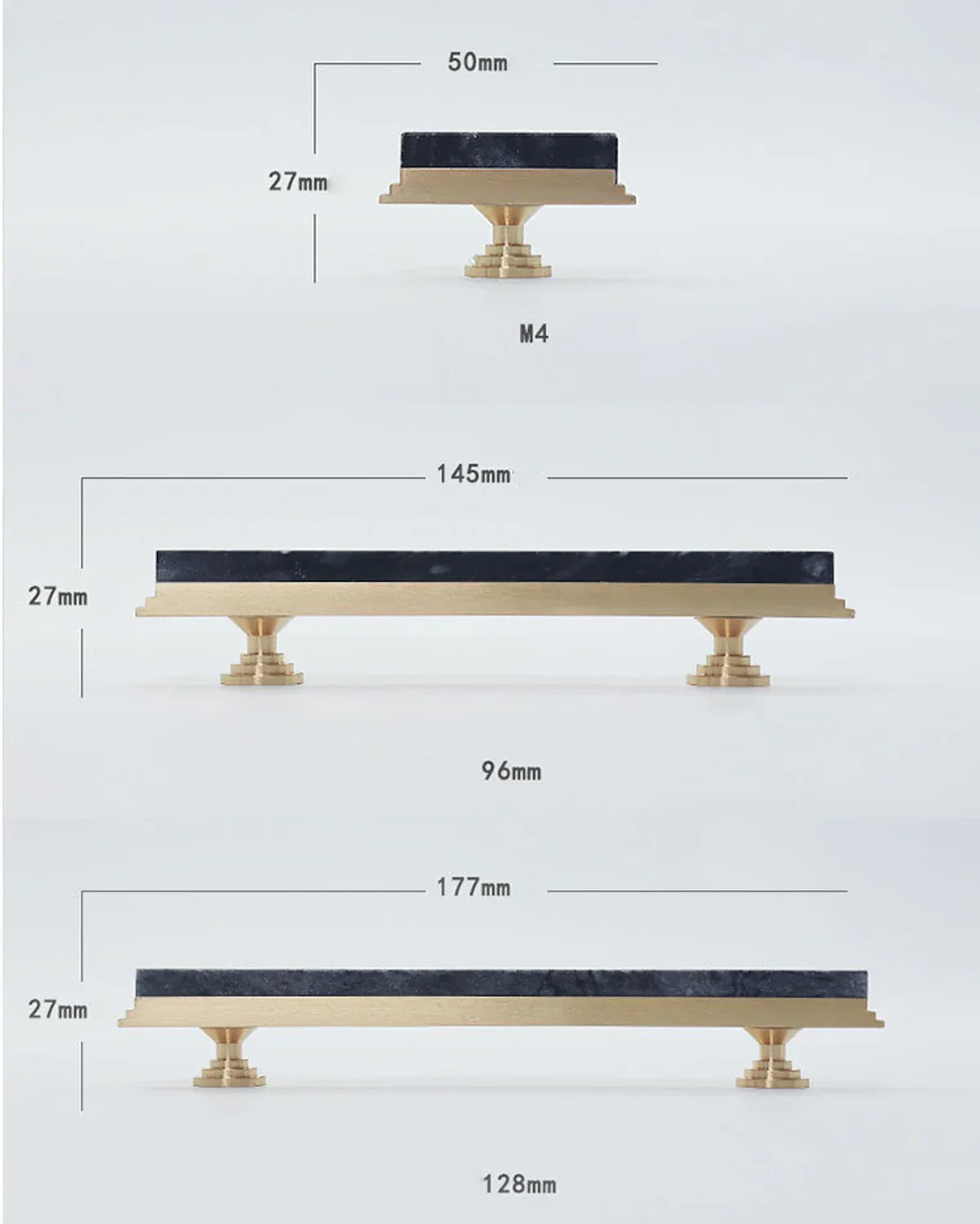 Karish Modern White Marble & Brass T-Bar Handle