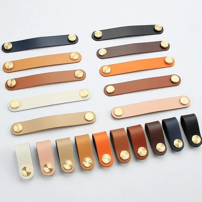 Leather & Brass Strap Cabinet Pulls