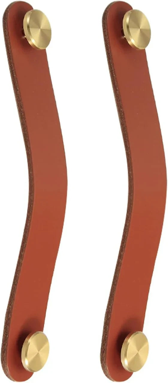 Leather & Brass Strap Cabinet Pulls