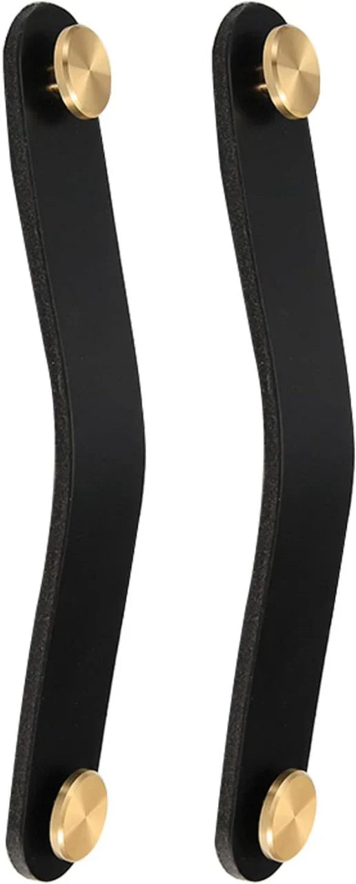 Leather & Brass Strap Cabinet Pulls