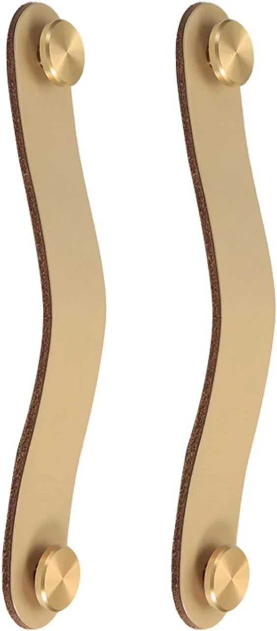 Leather & Brass Strap Cabinet Pulls