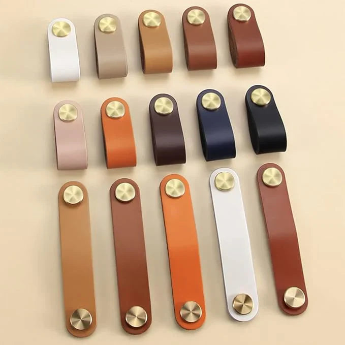 Leather & Brass Strap Cabinet Pulls