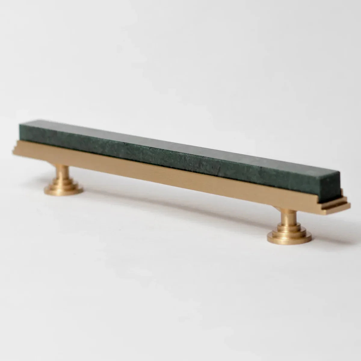 Karish Modern White Marble & Brass T-Bar Handle