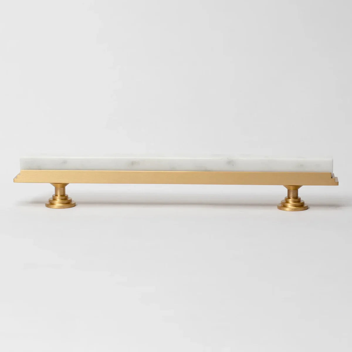 Karish Modern White Marble & Brass T-Bar Handle