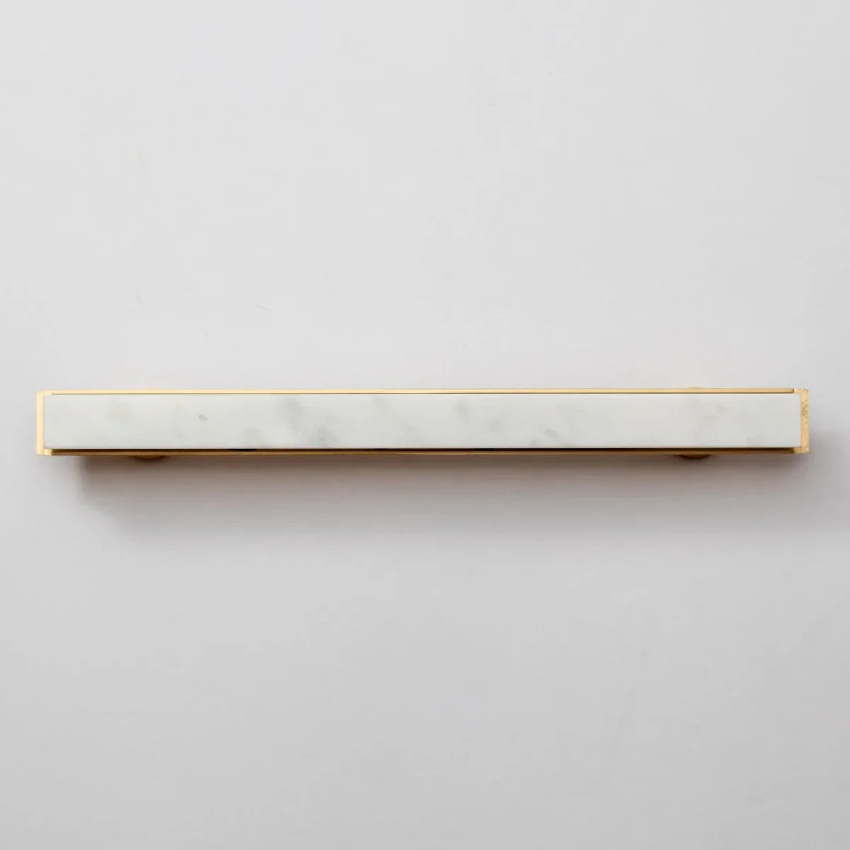 Karish Modern White Marble & Brass T-Bar Handle