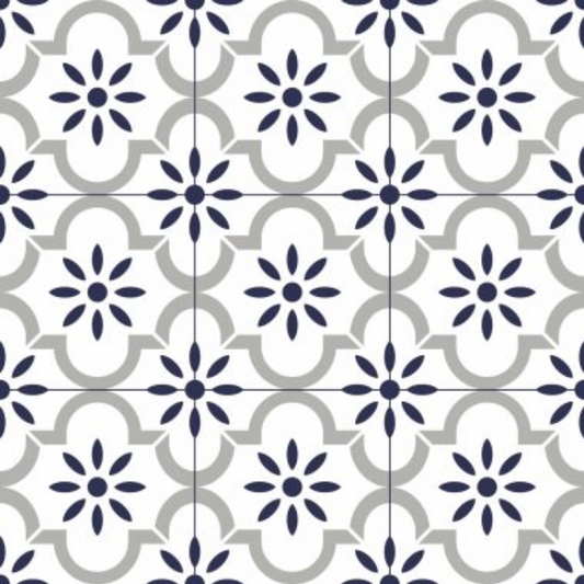 Indigo Floral Lattice