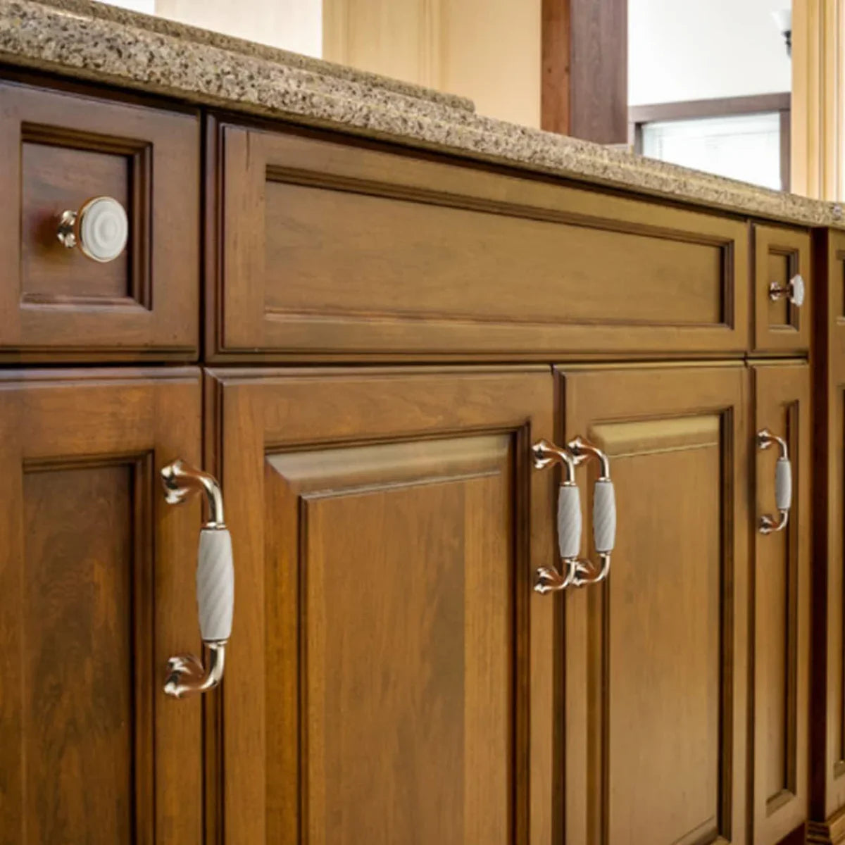 Ridged Ceramic & Zinc Cabinet Pull