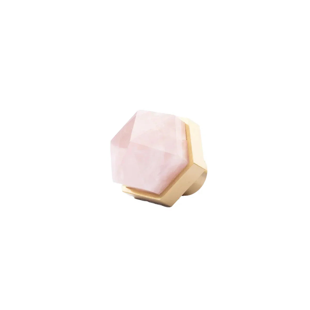Natural Crystal & Brass Hexagon Knob