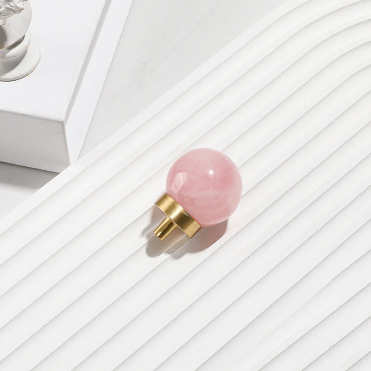 Natural Crystal Ball & Brass Cabinet Knob
