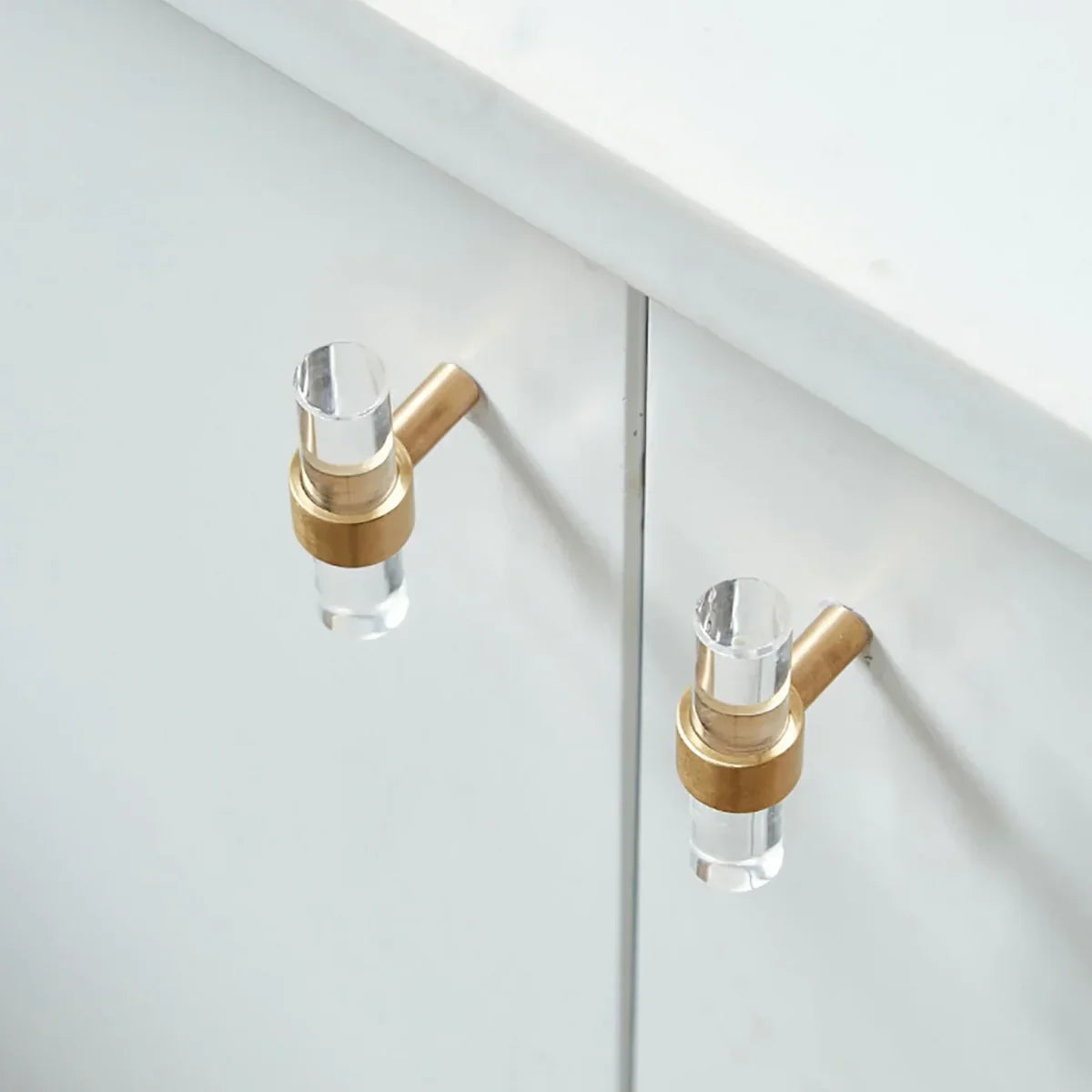 Clear Acrylic & Brass T-Bar Handle Collection